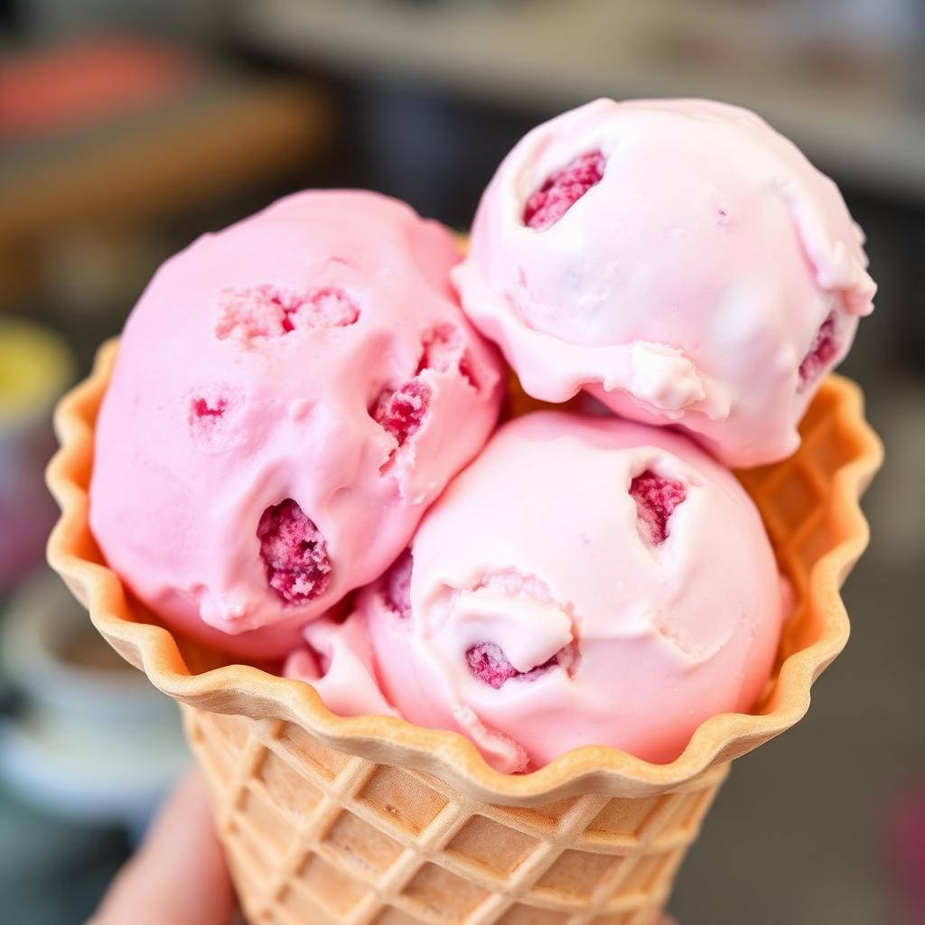 Strawberry Gelato Cone